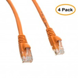 35 Feet Cat5e Orange Ethernet Patch Cable, Snagless/Molded Boot, Pack of 4 (ED896371)