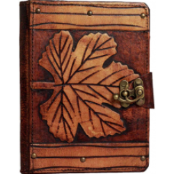 A Little Present Winter Leaf Decoration Vintage Leather Hardcover Wallet Pouch Case